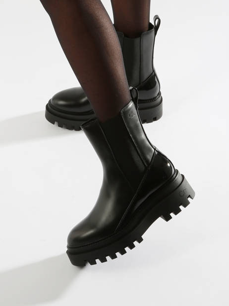 Boots En Cuir Calvin klein jeans Noir accessoires 12860GT vue secondaire 2
