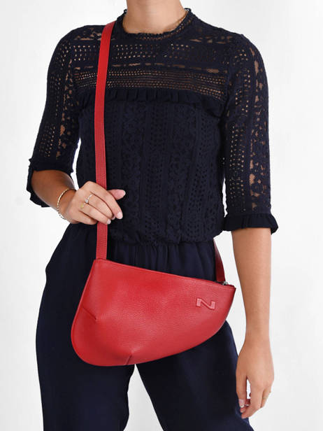 Sac Bandoulière Large City Perle Cuir Nathan baume Rouge n city 1 vue secondaire 1