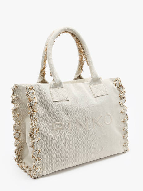 Shoulder Bag Logo Shopper Cotton Pinko Beige logo shopper A1X1 other view 2