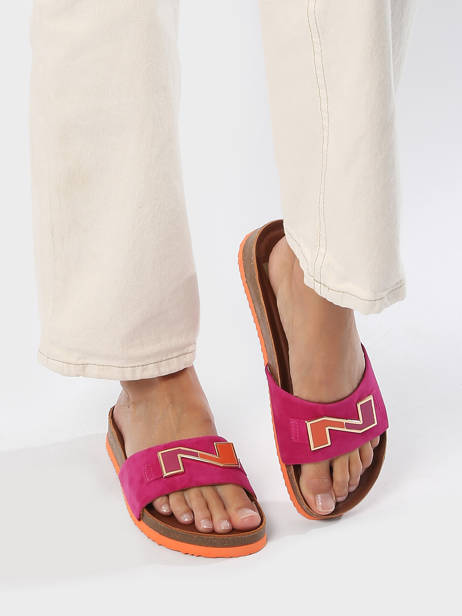 Mules En Cuir Nathan baume Rose accessoires 241N70 vue secondaire 2
