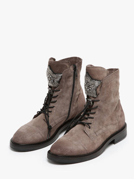 Bottines En Cuir Mjus Gris accessoires T81209 vue secondaire 2