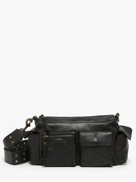 Sac BandouliÃ¨re Cargo Cuir Basilic pepper Noir cargo BCAR01