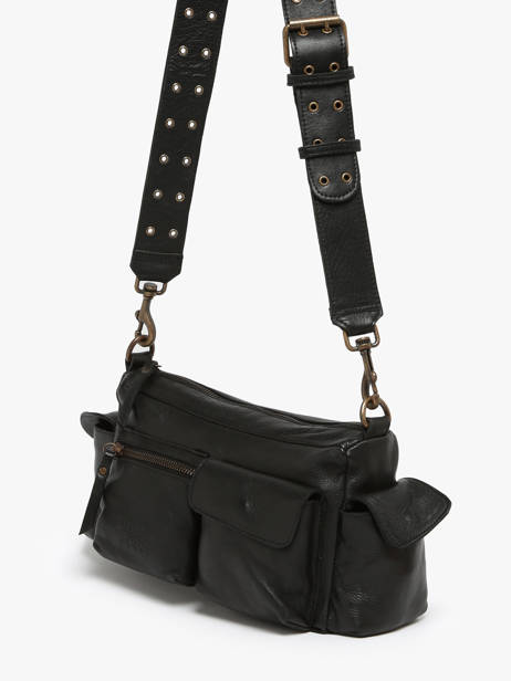 Sac BandouliÃ¨re Cargo Cuir Basilic pepper Noir cargo BCAR01 vue secondaire 2