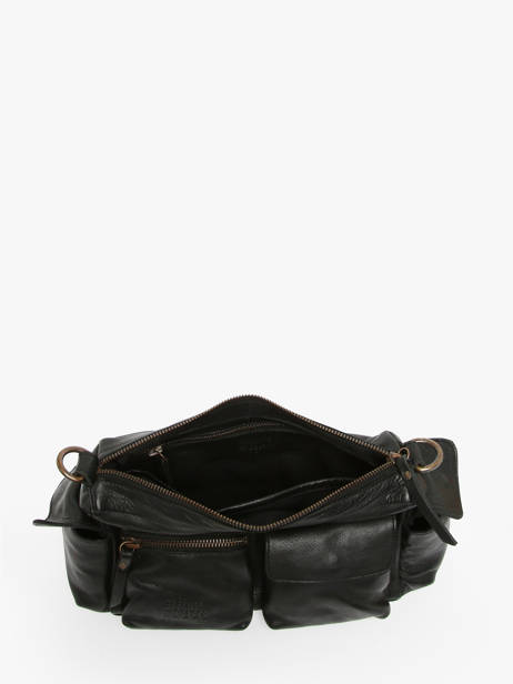 Sac BandouliÃ¨re Cargo Cuir Basilic pepper Noir cargo BCAR01 vue secondaire 3