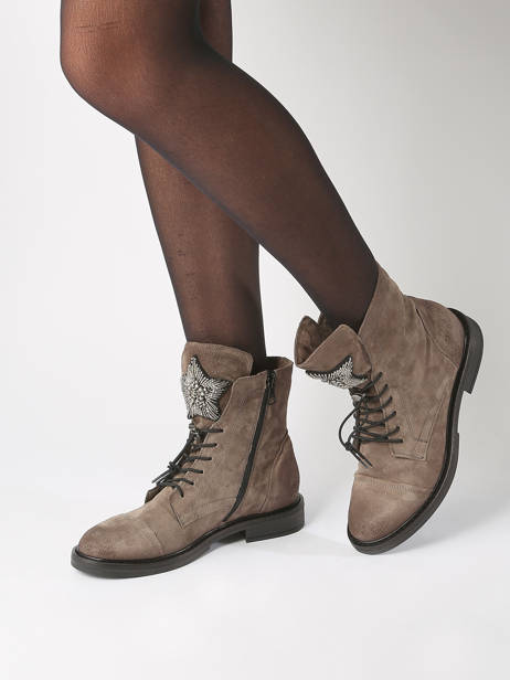 Bottines En Cuir Mjus Gris accessoires T81209 vue secondaire 1