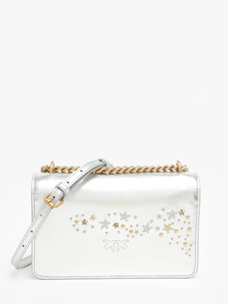 Sac Bandoulière Love Bag Icon Cuir Pinko Argent love bag icon A1YW vue secondaire 4