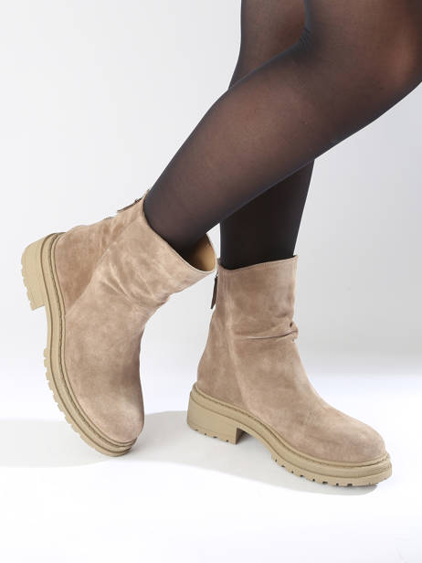 Bottines En Cuir Inuovo Beige accessoires 753434 vue secondaire 1