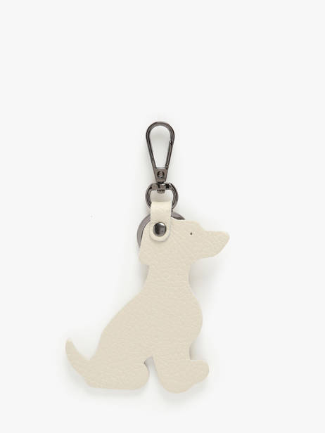 Porte-clefs Chien Cuir Milano Beige caviar CA24124