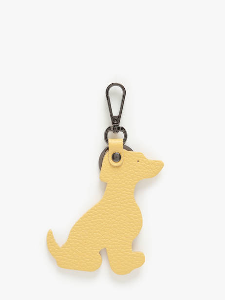 Porte-clefs Chien Cuir Milano Jaune caviar CA24124