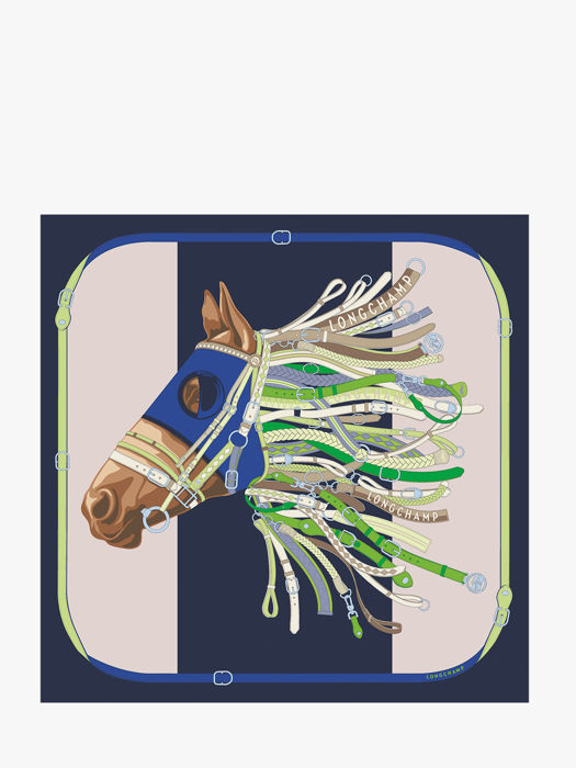Longchamp Soie unie Etole Bleu