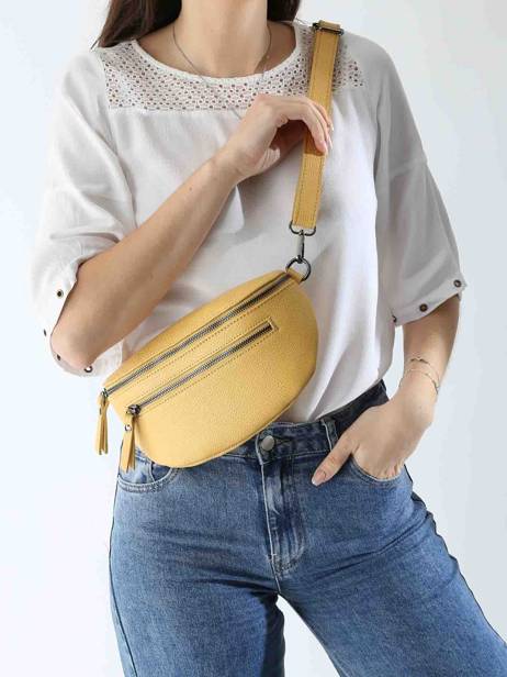 Sac Banane Caviar Cuir Milano Jaune caviar CA23111 vue secondaire 1