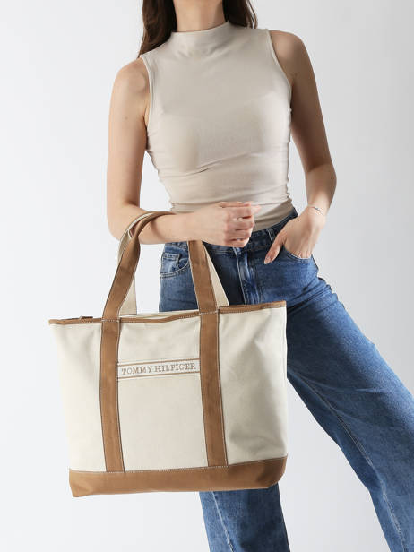 Sac Porté épaule Th Summer Coton Tommy hilfiger Marron th summer AW17421 vue secondaire 1