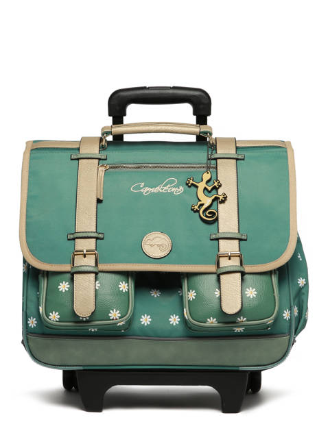 3-compartment Wheeled Satchel Cameleon Green vintage fantasy CR41 other view 7