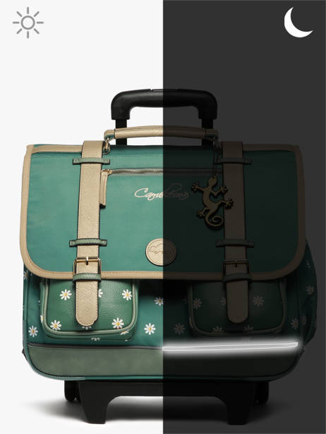 3-compartment Wheeled Satchel Cameleon Green vintage fantasy CR41 other view 8