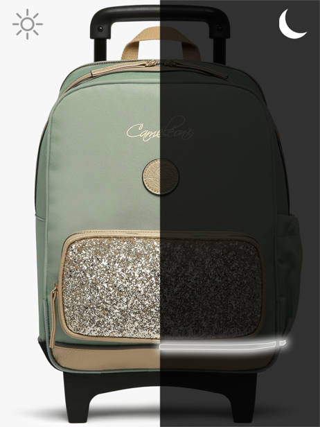 Sac A Dos à Roulettes 2 Compartiments Cameleon Vert vintage fantasy SR40 vue secondaire 7