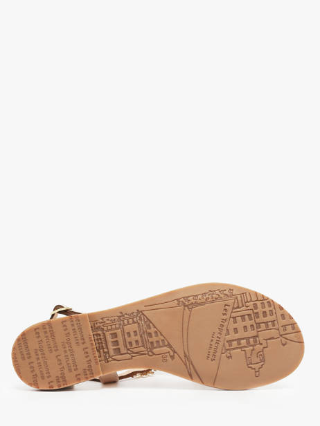 Flip Flops In Leather Les tropeziennes Gold women HOFLEUR other view 4