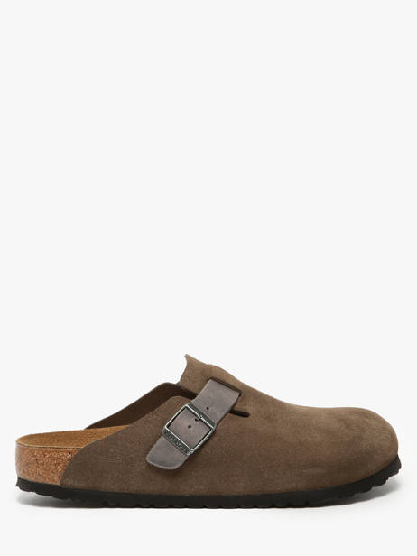 Slippers Boston Concrete Gray In Leather Birkenstock Gray men 1029210