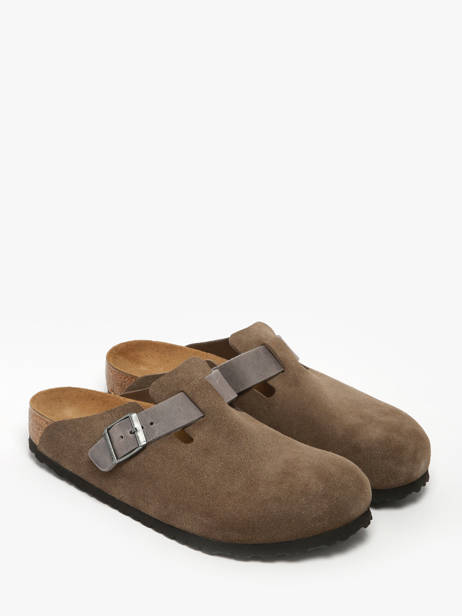 Slippers Boston Concrete Gray In Leather Birkenstock Gray men 1029210 other view 2