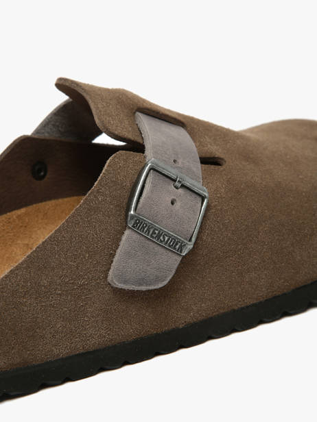 Slippers Boston Concrete Gray In Leather Birkenstock Gray men 1029210 other view 3