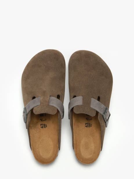 Slippers Boston Concrete Gray In Leather Birkenstock Gray men 1029210 other view 4