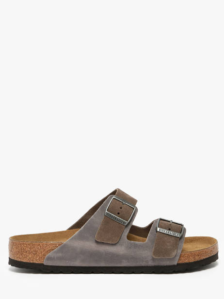 Slippers Arizona Concrete Gray In Leather Birkenstock Gray men 1029159