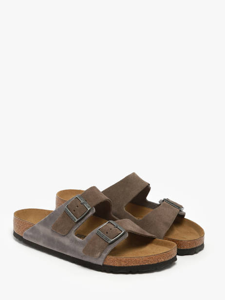 Slippers Arizona Concrete Gray In Leather Birkenstock Gray men 1029159 other view 1