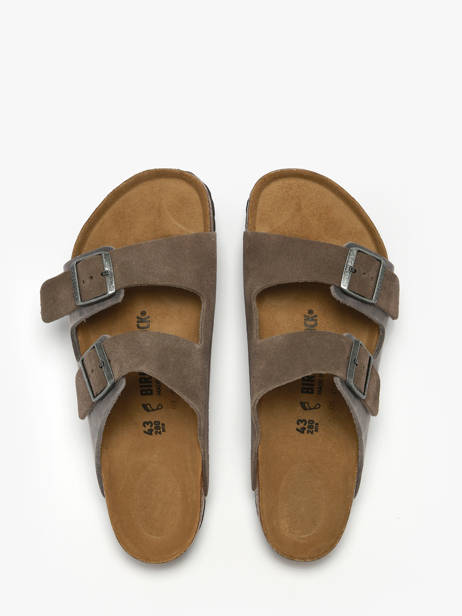 Slippers Arizona Concrete Gray In Leather Birkenstock Gray men 1029159 other view 3