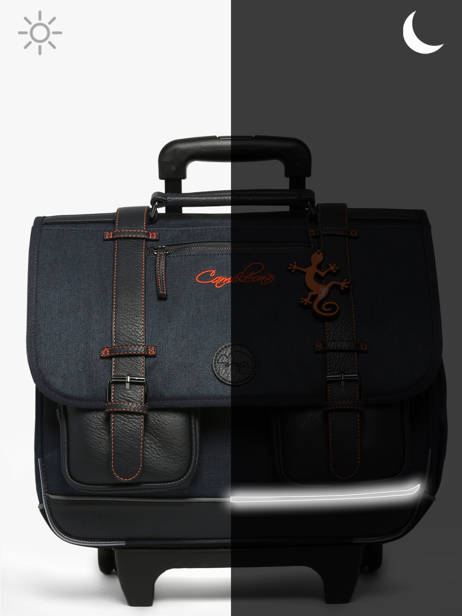 Cartable A Roulettes 3 Compartiments Cameleon Bleu vintage urban CR41 vue secondaire 9