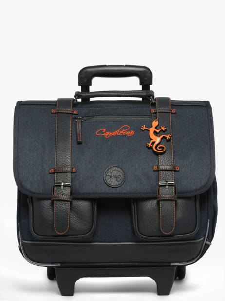 Cartable A Roulettes 3 Compartiments Cameleon Bleu vintage urban CR41