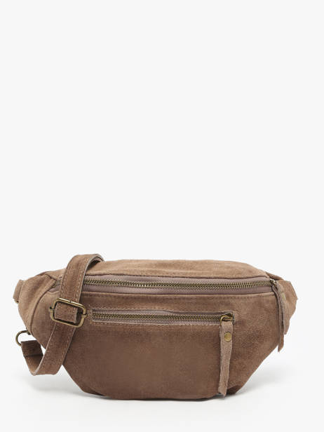 Sac Banane Cuir Milano Beige velvet VE24119