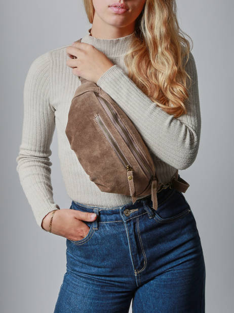 Sac Banane Cuir Milano Beige velvet VE24119 vue secondaire 1
