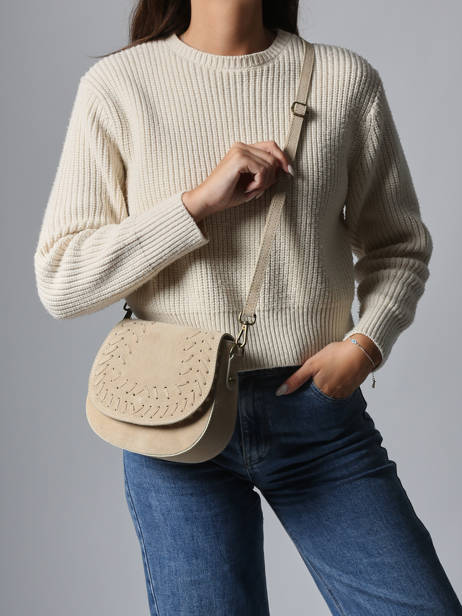 Shoulder Bag Velvet Leather Milano Beige velvet VE25062 other view 1