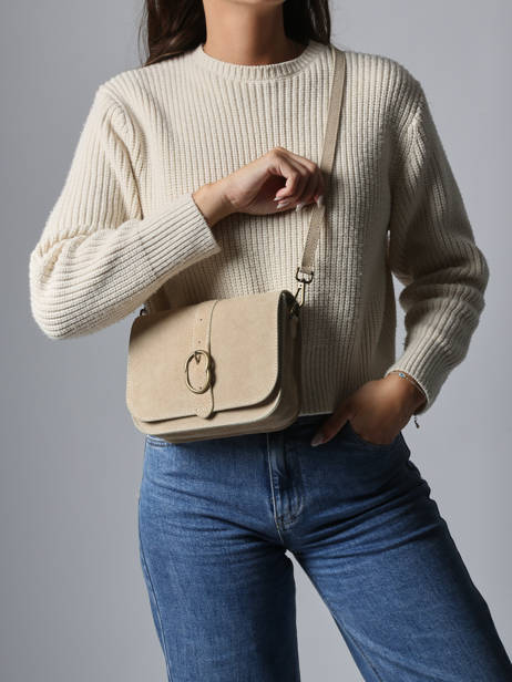 Shoulder Bag Velvet Leather Milano Beige velvet VE25063 other view 1