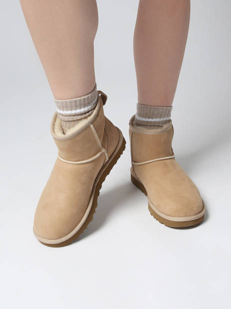 Boots Classic Mini Ii En Cuir Ugg Beige women 1016222 vue secondaire 1