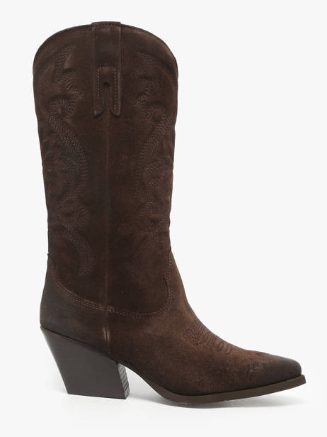 Leather-crusted Cowboy Boots With Topstitching The icona Brown women TX160