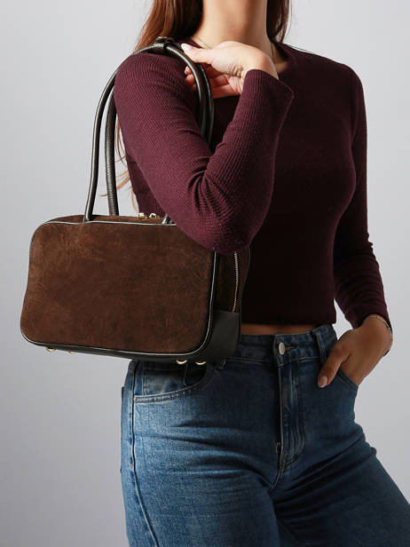 Shoulder Bag Velvet Caviar Leather Milano Brown velvet caviar VC25093 other view 1