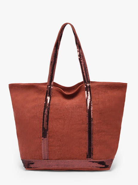 Medium Zipped Le Cabas Tote Bag Linen Sequins Vanessa bruno Orange cabas lin 31V40378 other view 4