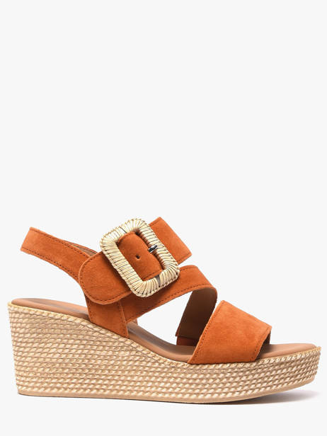 Platform Sandals In Leather Gabor Orange women 10