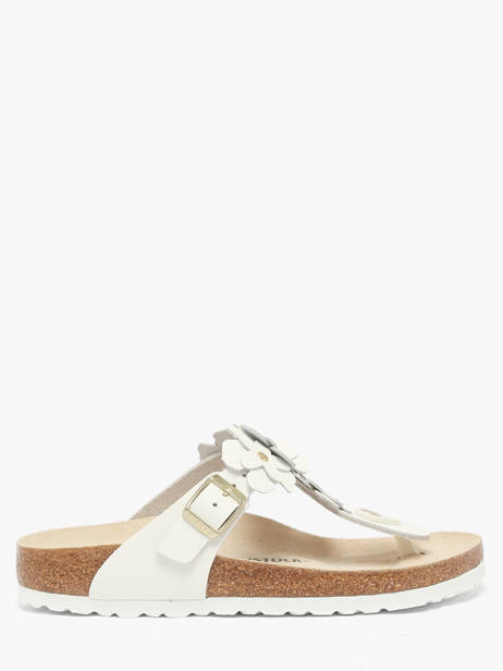 Slippers Gizeh Flower In Leather Birkenstock White women 1026735