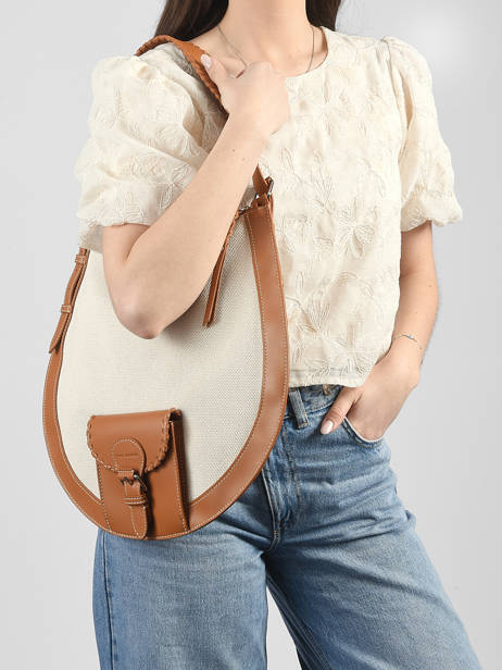 Sac Le Hobo M Escapade Cuir Et Coton Paul marius Beige escapade HOBOMESC vue secondaire 1