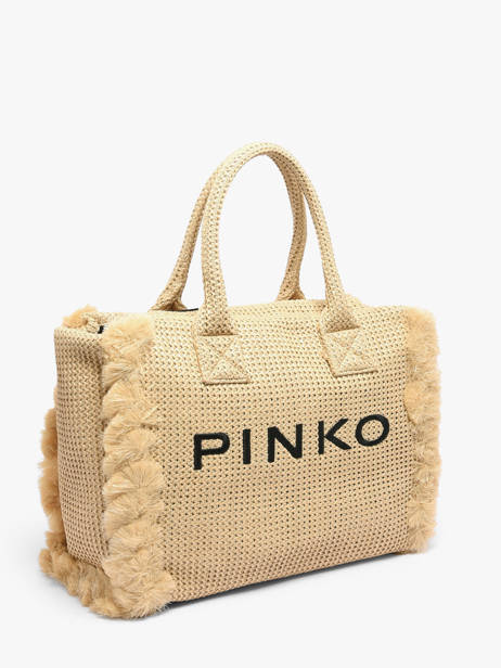Satchel Logo Shopper Raphia Pinko Beige logo shopper 6673A39Y other view 2