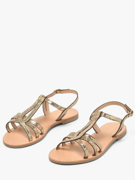Flip Flops In Leather Les tropeziennes Gold women HAMELIE other view 1