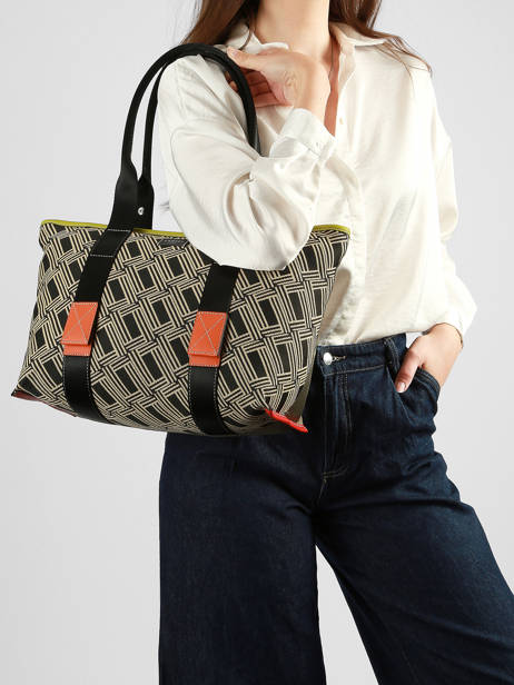 Medium Mistral Rollable Tote Bag Nylon And Leather Lancel Black mistral A13997 other view 1