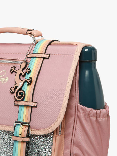 Satchel For Kids 2 Compartments Cameleon Pink vintage fantasy CA38 other view 6