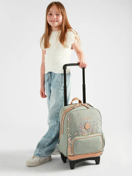 2-compartment Wheeled Schoolbag Cameleon Pink vintage fantasy SR40 other view 1