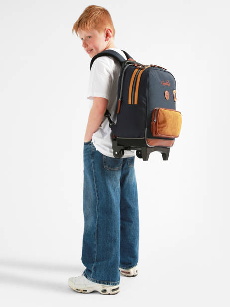 2-compartment Wheeled Schoolbag Cameleon Blue vintage urban SR40 other view 2