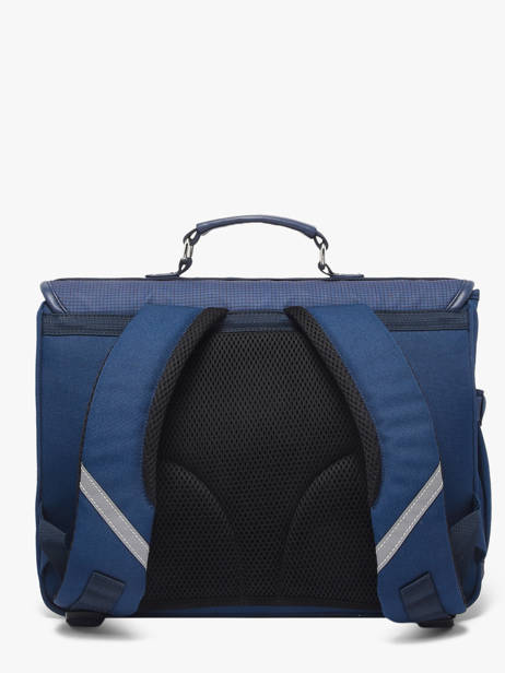 2-compartment Satchel Caramel et cie Blue fier GA other view 4