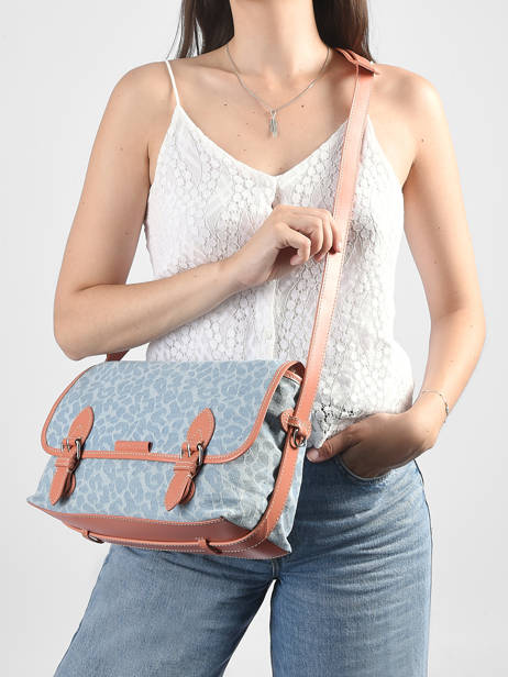 Shoulder Bag Loulou Denim Leopard Paul marius Blue denim leo LOULODEL other view 1