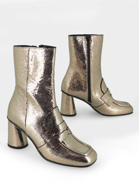 Bottines à Talon En Cuir Semerdjian Or accessoires F808K4 vue secondaire 3
