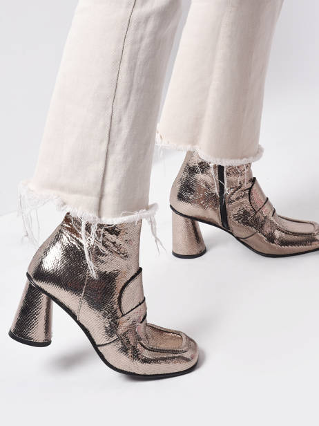 Bottines à Talon En Cuir Semerdjian Or accessoires F808K4 vue secondaire 2